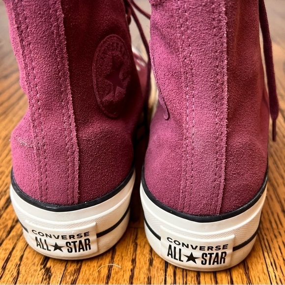 High Top Converse Platform Suede ALL STAR Maroon Burgundy Size 7.5 Sneaker Shoe - Picture 4 of 8